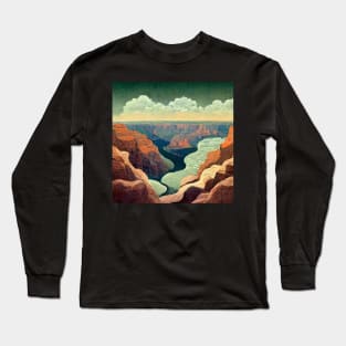 Cartoon image of the Grand Canyon with pastel colors. Long Sleeve T-Shirt